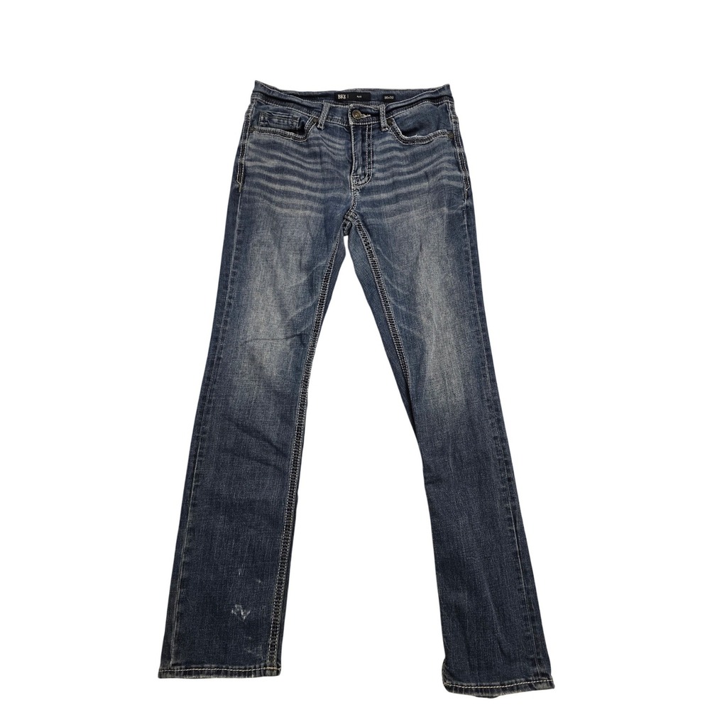 BKE Alec Mens Straight Leg Jeans Medium Wash Blue Denim 30x32 Distressed 5006